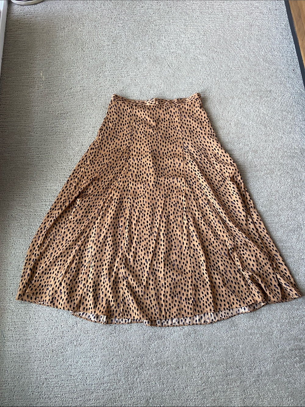 Banana Republic Tan and Black Leopard-Print A-Line Skirt